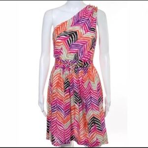 Trina Turk Multi Colored One Shoulder Dress Size 12